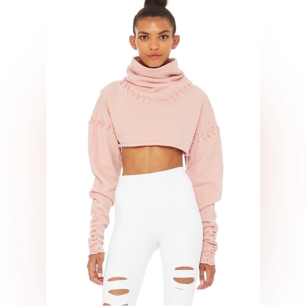 ALO Yoga Splice Long Sleeve Crop pink small